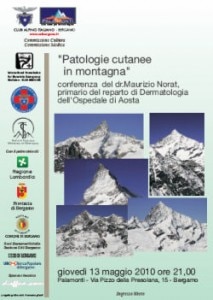 locandina della conferenza patologie cutanee in montagna