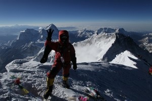 Simone Moro in cima all'Everest
