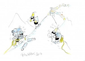 Vignetta di Fabio Vettori sulle scalate con ossigeno