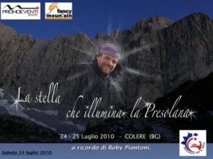 Locandina della fiaccolata in memoria di Roby Piantoni