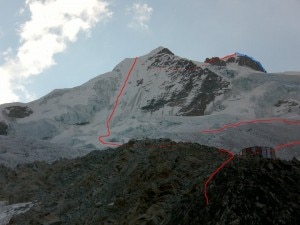 la via seguita per raggiungere lo Huyana Potosi la via seguita per raggiungere lo Huyana Potosi