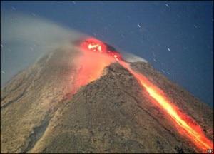 Il vulcano in eruzione