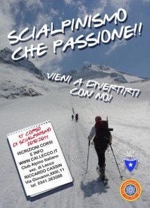 Locandina corsi di scialpinismo Cai Lecco