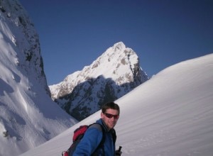 Simone in salita verso il Raukofel – gruppo del Coglians – Alpi Carniche