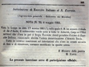 Costituzione dell'esercito italiano