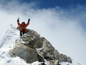 Mario Panzeri sulla vetta del Manaslu, 2009 (Foto archivio Panzeri)