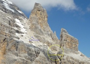 Zona della frana (Photo Enrico Maioni courtesy of www.guidedolomiti.com)