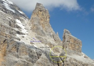 Zona della frana (Photo Enrico Maioni courtesy of www.guidedolomiti.com)