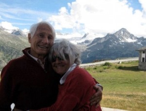 Walter Bonatti e Rossana Podestà a Courmayeur nell'estate 2010 (Photo Mirella Tenderini)