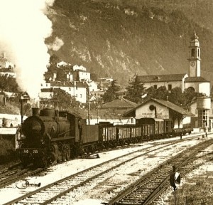 La stazione di Longarone in una foto d'epoca (Photo courtesy of archivio FS/digilander.libero.it/belluno_ferroviaria)