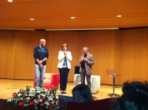 Mario Panzeri e Agostino Da Polenza sul palco della Casa dell'Economia con Laura Achler