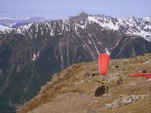 Il decollo da Plan de l’Aiguille (Photo courtesy of www.chamonix.net)