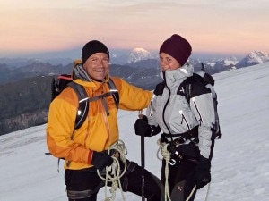 Natalia sugli sci con il padre Giorgio Mastrota (Photo courtesy laprovinciadisondrio.it)