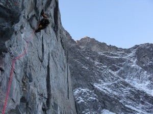 Prima invernale sul Troll Wall (Photo Andy Kirkpatrick)