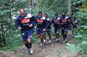 I giocatori del Napoli durante il ritiro in Val di Sole (Photo courtesy of carloalvino.it)