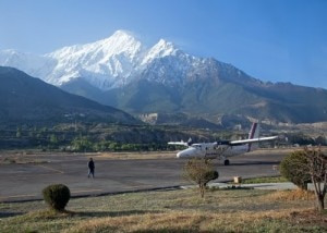 An airplane of Nepal Airlines readies to take off  from the Jomsom Airport. Photo: File photo/panoramio.com  