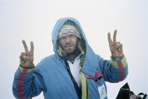 Lorenzo Mazzoleni in vetta all'Everest 1992