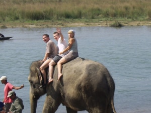 Tourists enjoying elephant safari in Bardiya National Park. (BNP)