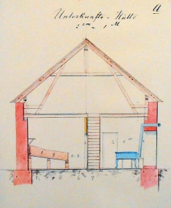 Progetto di un rifugio alpino (Photo Johann Stüdl/Ausstellung 150 Jahre Alpenverein courtesy of Wikimedia Commons)