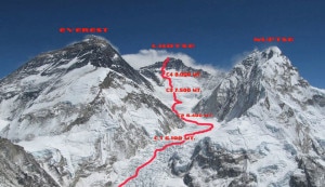 La via normale al Lhotse: tentano la prima discesa con gli sci (photo lhotseskichallenge.com)