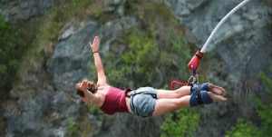 A foreign tourist enjoying bungee jumping in Nepal. Nepal is well known for adventure tourism like this. Photo: File photo 