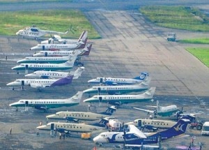 Airplanes of different domestic airline companies at TIA. Photo: File photo 