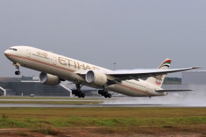 An aircraft of Etihad Airways. The airways is increasing its regular flights to Nepal owing to the tourist season here. Photo: airplane-pictures.net