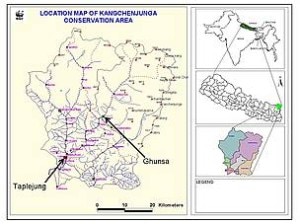Location map of Kangchenjunga conservation area. Photo: File/Panda.org 