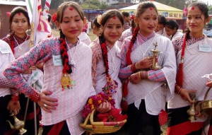 Girls from Newar community act as per thier  cultural rituals in Kathmandu. Nepal is best known for its variety of cultures and traditions. Photo: File photo