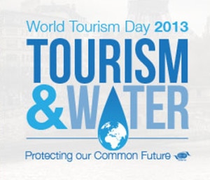 Logo of World Tourism Day 2013 with slogan "Tourism and Water: Protecting our Common Future". Photo:unmultimedia.org