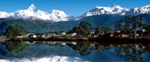 A beautiful view of mountains and their reflections in the Lake in Pokhara, a famous tourist destination in the country. Photo: File photo