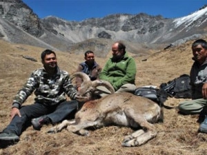 Hunters pose with their hunt at Dhorpatan Hunting Reserve Area. Photo: File/internet source