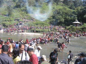 A serpentine queue of participants at the Dipankha Yatra. Photo: Facebook