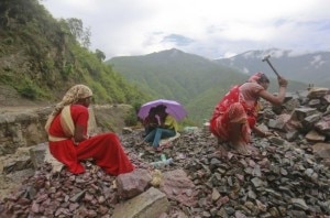 People working at the  cyclone affected zone in Uttarakhanda state of India. Photo agency.