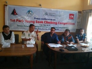 Officials of NMA announce the Park Young Seok Climbing Competition at a press conference at the NMA’s office in Nagpokhari on Tuesday.