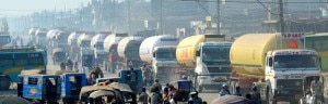 Fuel tankers ferrying petroleum products heading to the Capital during 33-party alliance’s block on motorised transportation on Tuesday, November 12, 2013. Security forces are escorting the long and short-route vehicles across the country. Photo: Courtesy to THT online/Ram Sarraf