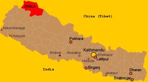 Humla district location in Nepal country map. Photo: File photo