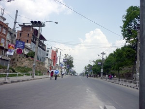 A view of strike in a street of the Capital Kathmandu. Photo: NMF