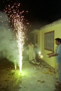 In this file photo people are seen burning fireworks while celebrating Tihar, the festival of lights.