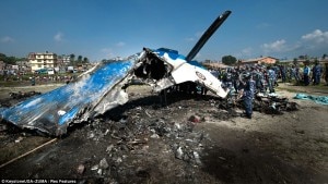 Wreckage of Sita aircraft after it met an accident near TIA while the aircraft collided with a bird in November , 2012. File photo, source dailymail.com