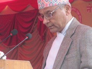 Chairman of the Council of Ministers Khil Raj Regmi addressing the 31st anniversary of the NAST at Khumaltar, Lalitapur, Thursday. Photo: NMF