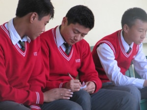 Mingma Tenzing Sherpa studying at grade 10 (center) wants to be a successful charter accountant. Photo: NMF