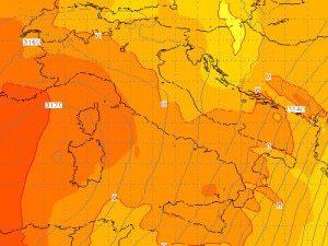 Le temperature previste il 12 Dicembre 0-1 gradi C a 3100m di quota