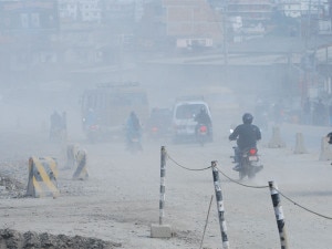 Vehicles plying on the streets that are under construction in Kathmandu. Photo: NMF