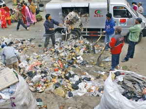 In this file photo by ekantipur, Kathmandu metropolitan staffs collecting plastic related garbage in the valley.