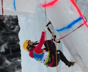 L'altoatesina Angelika Rainer, vincitrice della specialità lead durante la scorsa edizione della Coppa del Mondo d’arrampicata su ghiaccio artificiale (Photo courtesy of HKMedia Press Agency)