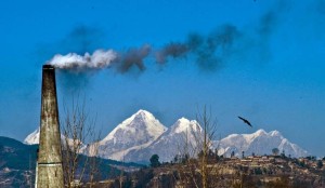 Pollution emission from a brick kiln in Bhaktapur, Nepal.