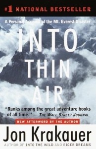 Into Thin Air authored by Jon Krakauer. A Story of Tragedy at the top of the world. Photo: loveofendangerment.com