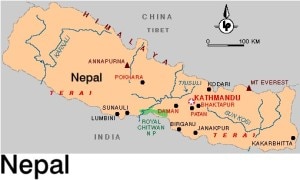 Map of Nepal with Pokhara and Kathmandu. Photo: File photo