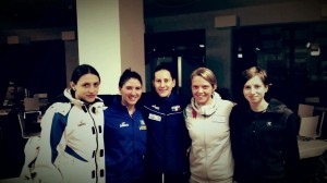 Le cinque atlete italiane di short track convocate per le olimpiadi di Sochi, da sinistra a destra, Martina Valcepina, Elena Viviani, Cecilia Maffei, Arianna Fontana e Lucia Peretti. (Photo courtesy of twitter.com/AryFonta)